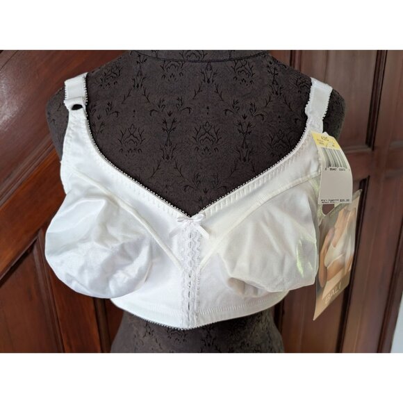 Bali Double Support Wire-Free Bra 42C White Satin Full Coverage Stretch Straps - Picture 1 of 6